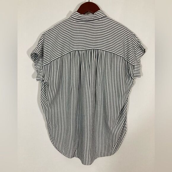 Madewell Central Shirt Women’s XXS Black White Gabriel Stripe Preppy Button-Up - Picture 3 of 9